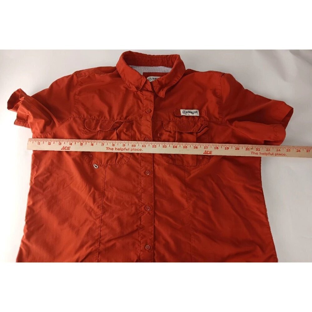 Magellan Outdoors Women Shirt Orange Relaxed Fit Button Up Fish Gear Workwear L - Picture 8 of 12